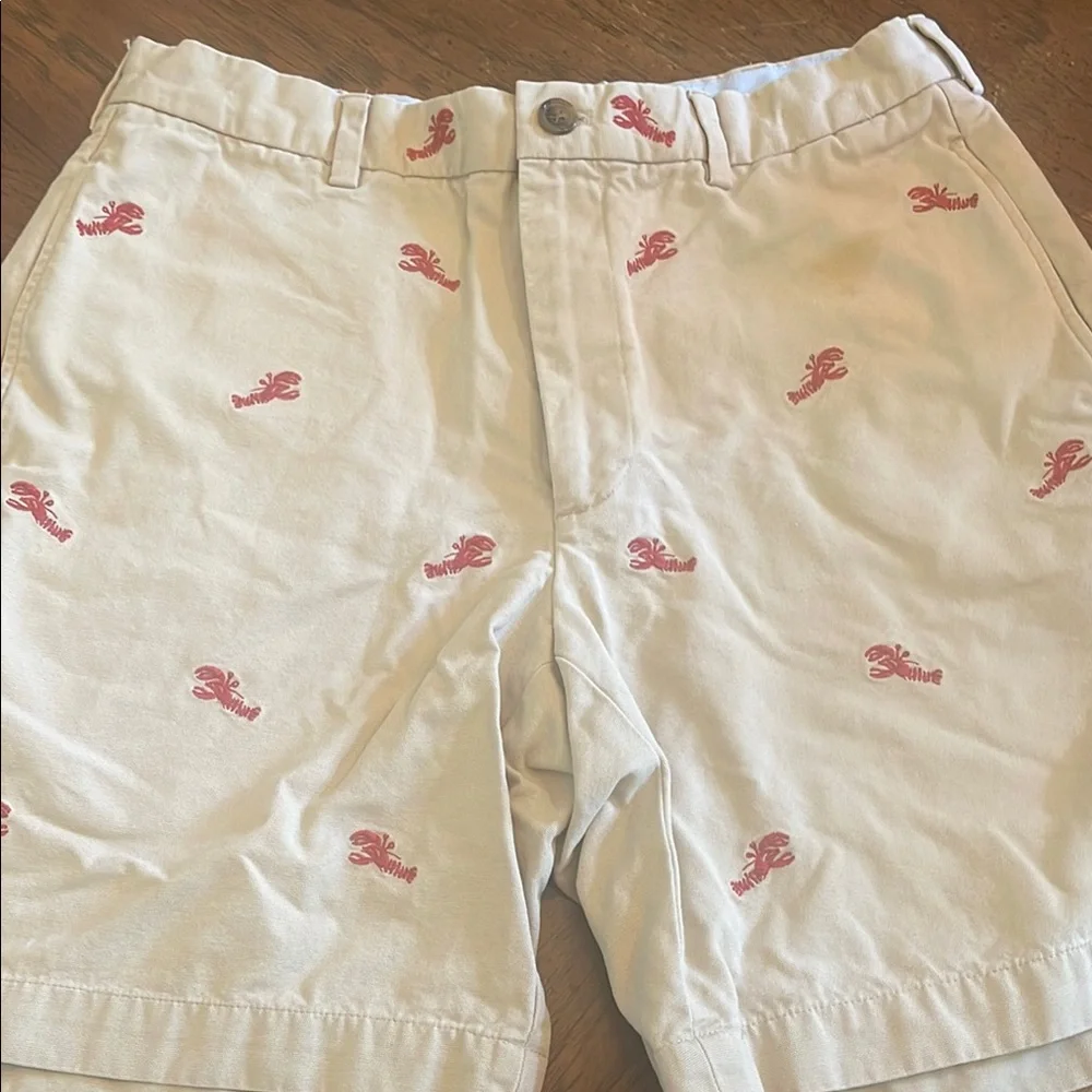 Brooks Brothers Men's khaki Shorts with Red Embroidery lobsters size W34 - Picture 1 of 3